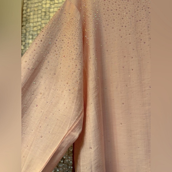 Raining Crystals Luxury Cotton Silk Blend European Style Blouse In Baby Pink - Picture 5 of 5
